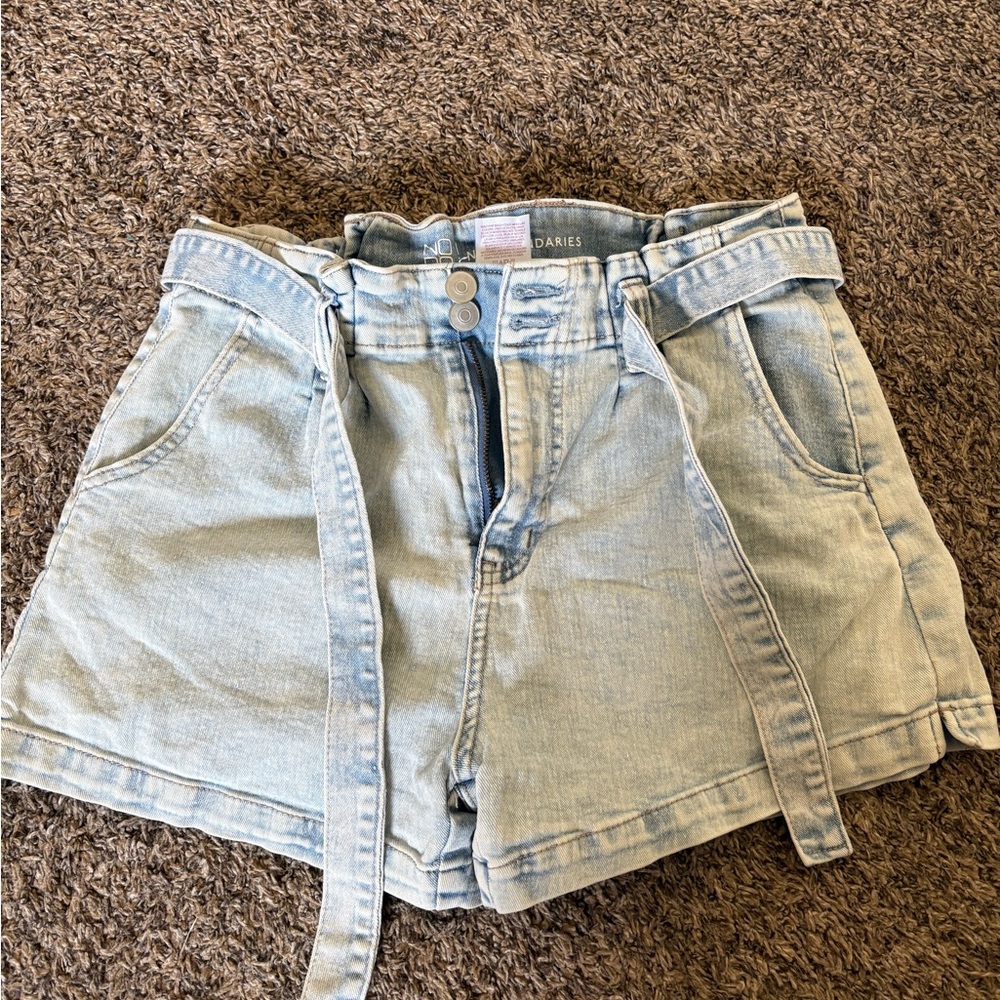 No Boundaries Light Blue Denim Shorts with Self Tie